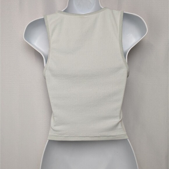 Skims Cotton Ribbed Tank Size Medium Mineral Crop Lounge Velvet Trim Top - Picture 3 of 5